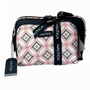 Nautica Cosmetic Bag 2 Piece Geo Print Makeup Case Set New